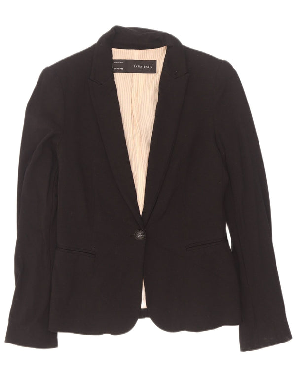 Sacou blazer pentru femei Zara cu 1 nasture UK 10 Acetat negru mic