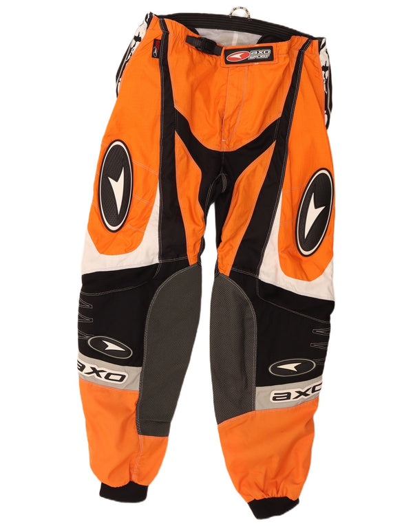 AXO Pantaloni grafici pentru curse de motociclete pentru bărbați EU 54 2XL W38 L30 Orange Colorblock