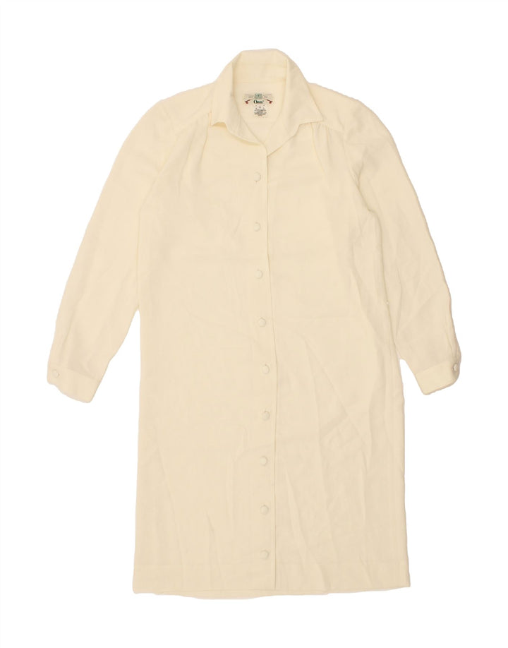 ORVIS Womens Long Sleeve Shirt Dress US 12 Large Off White Polyester Vintage Orvis and Second-Hand Orvis from Messina Hembry 