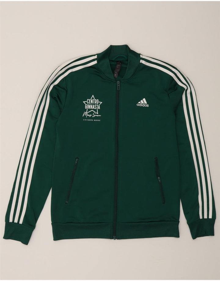 Jachetă de top pentru trening grafic Adidas pentru femei UK 8/10 Poliester verde mic