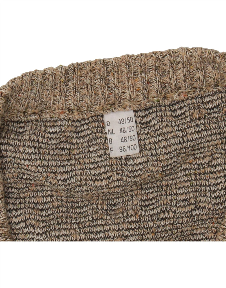 VINTAGE Mens V-Neck Jumper Sweater IT 48/50 Medium Beige Geometric Vintage Vintage and Second-Hand Vintage from Messina Hembry 