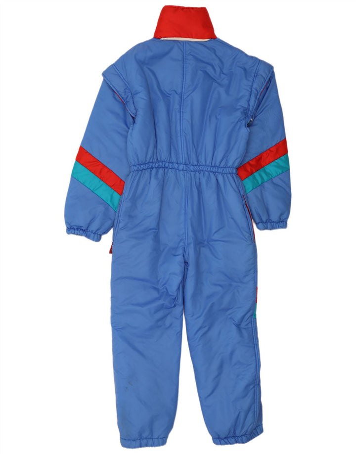 Salopetă de schi vintage pentru bărbați, albastru, color block, nailon, retro