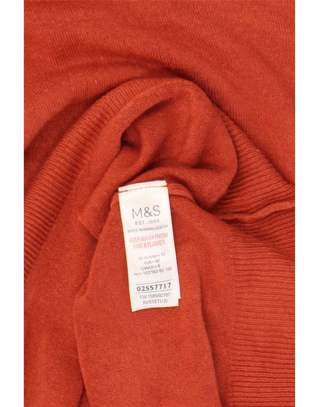 Pulover pentru femei Marks & Spencer cu gât rulat, UK 12, portocaliu mediu acrilic