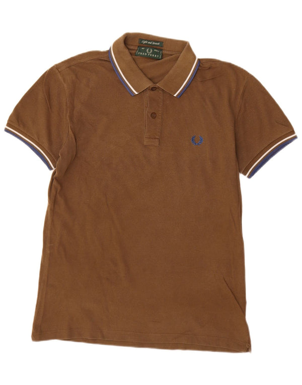 Cămașă polo pentru bărbați Fred Perry, ușor și elastic, bumbac maro mediu
