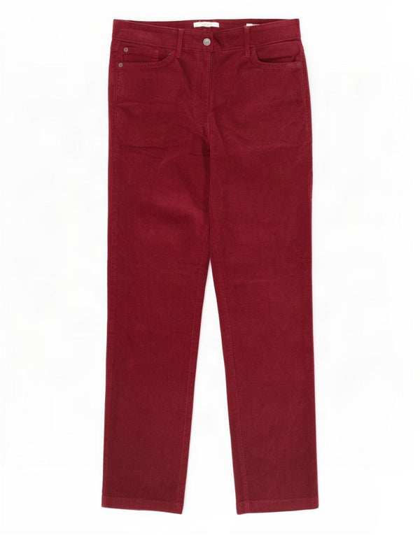 White Stuff Pantaloni drepti din velur pentru femei UK 12 Medium W30 L30 Red