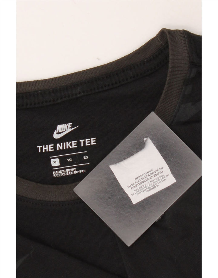 Top grafic Nike pentru bărbați cu mânecă lungă XL, bumbac negru