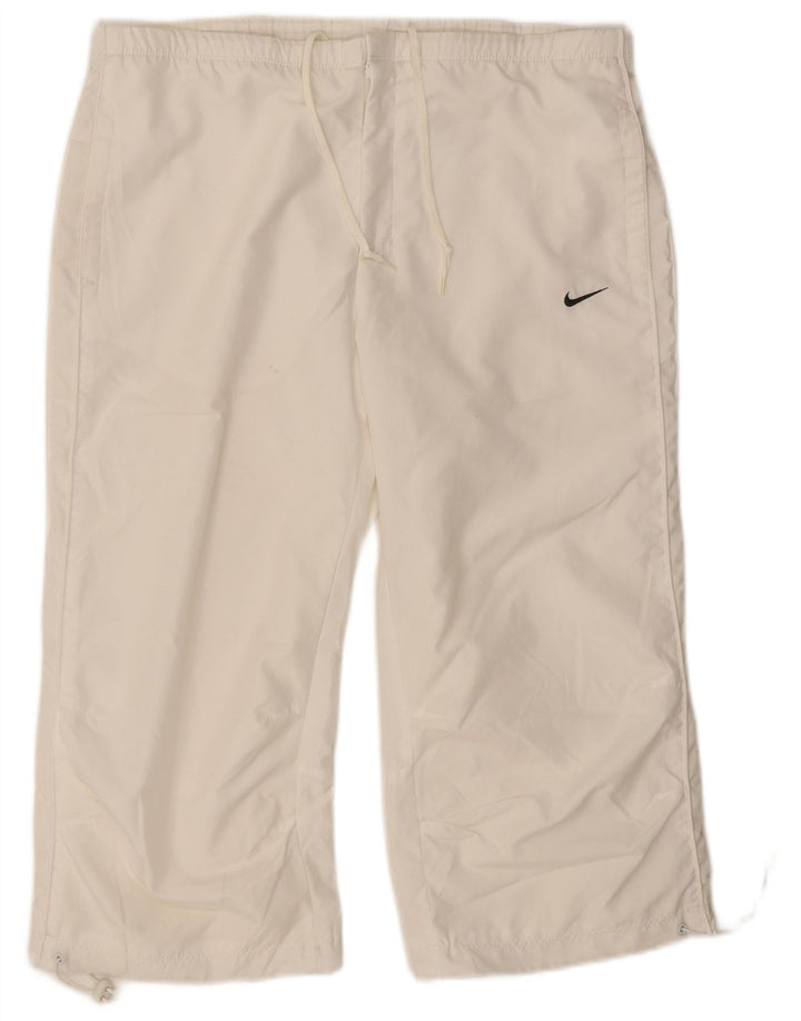 Pantaloni de trening Capri Nike pentru femei Marea Britanie 14/16 Poliester alb mare
