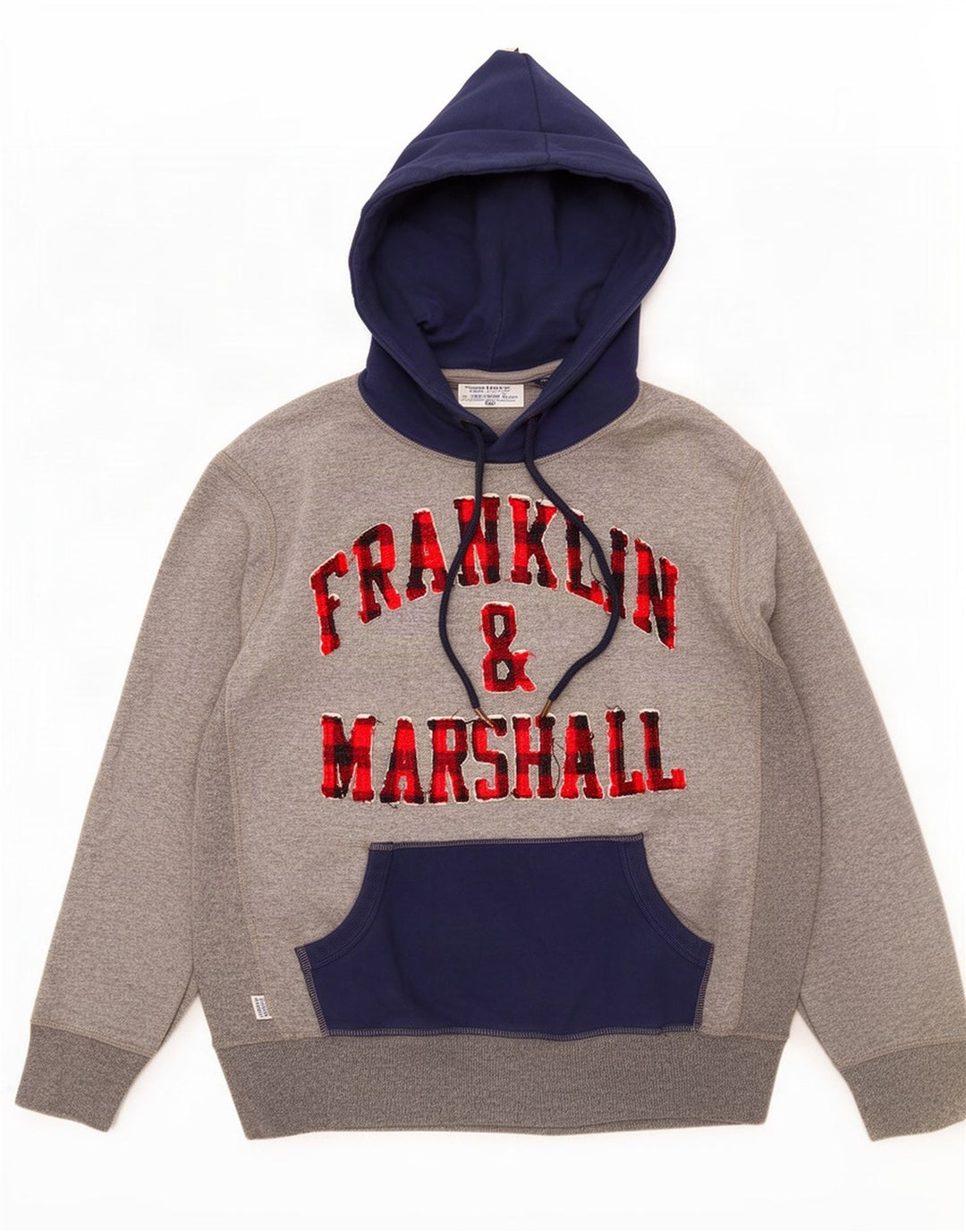 Pulover cu glugă cu grafic pentru bărbați Franklin & Marshall, mare, gri, bloc de culoare