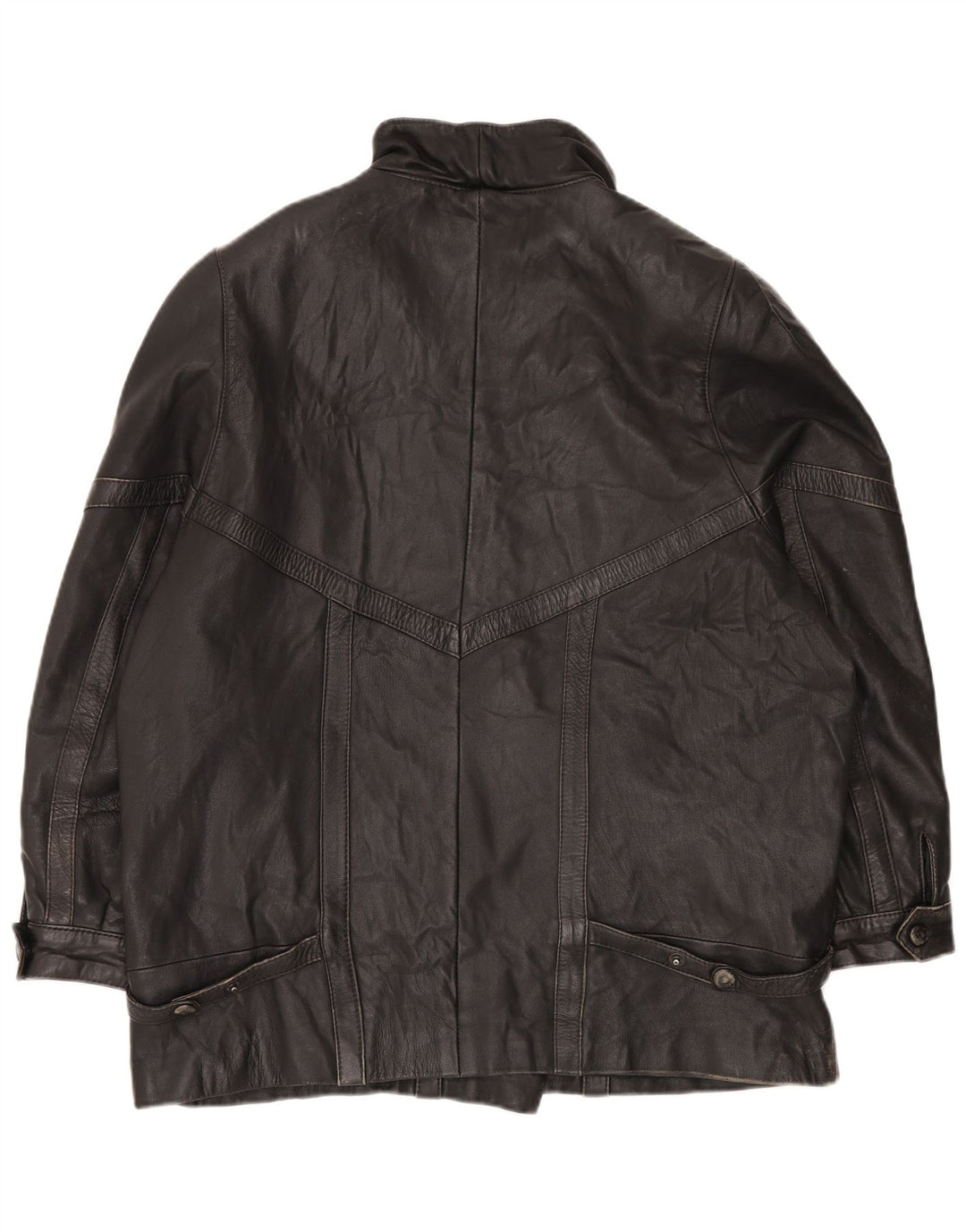 Jachetă de piele vintage supradimensionată pentru femei EU 46 XL din piele neagră