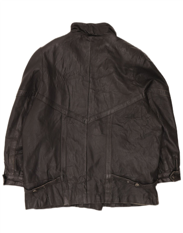 Jachetă de piele vintage supradimensionată pentru femei EU 46 XL din piele neagră