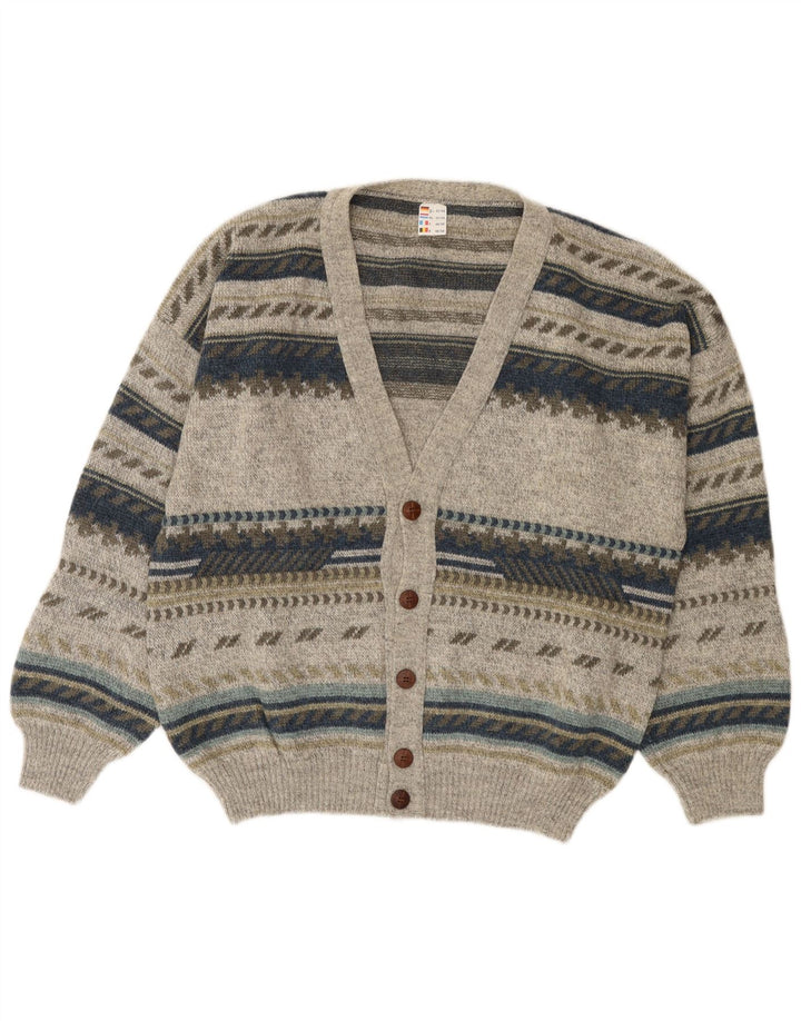 Pulover Cardigan Vintage pentru bărbați IT 52/54 Acrilic mare cu dungi gri