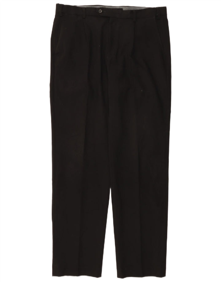 MARKS & SPENCER Pantaloni de costum pentru bărbați, cu ajustare normală, L36 L33, poliester negru