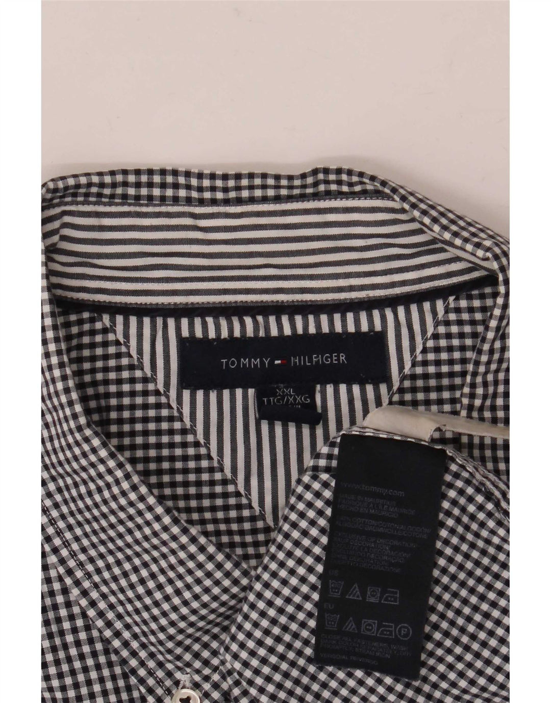 Cămașă pentru bărbați Tommy Hilfiger 2XL, bumbac negru cu carouri