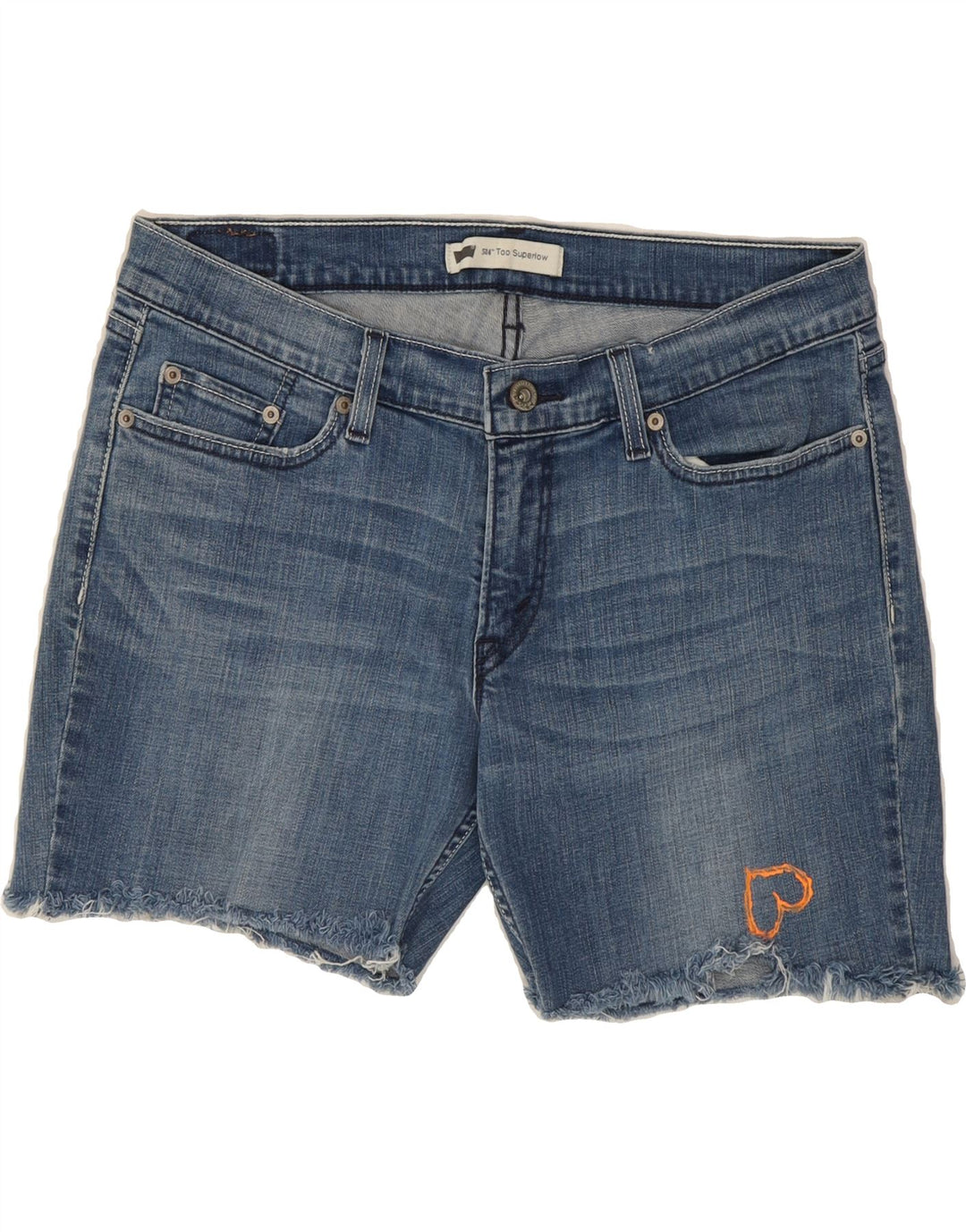 LEVI'S Womens 524 Super Low Denim Shorts W32 Large  Blue Vintage Levi's and Second-Hand Levi's from Messina Hembry 