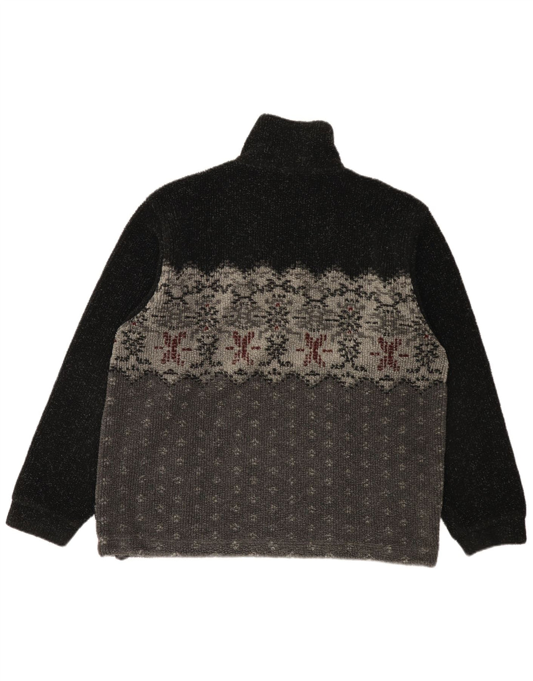 Pulover Colmar pentru bărbați, cu fermoar și gât, fleece, mediu negru, Fair Isle