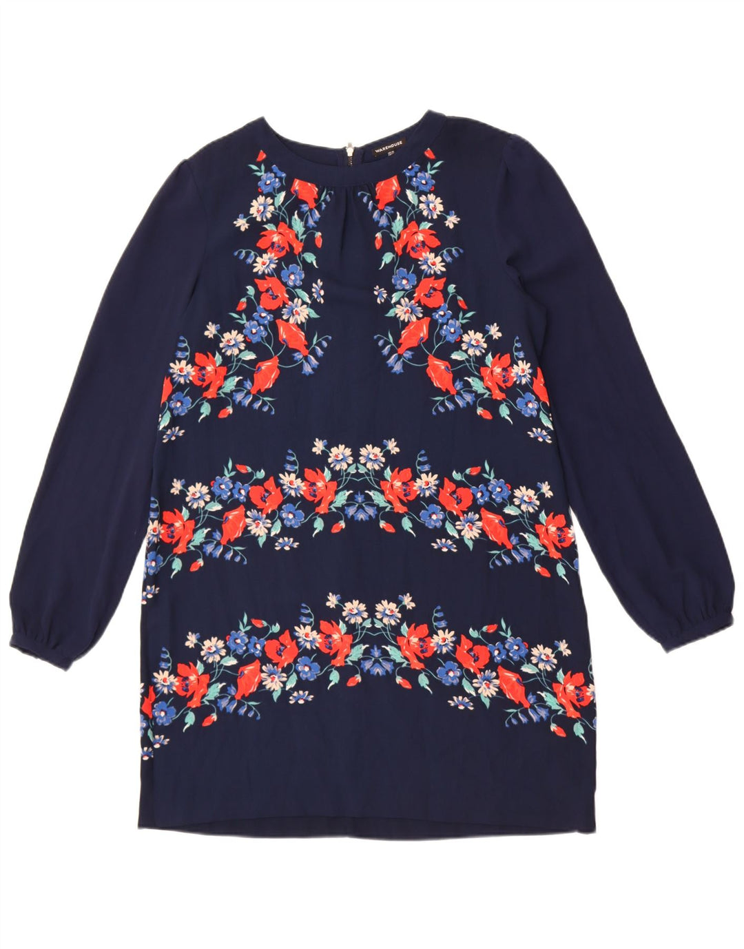 Rochie schimbătoare cu mânecă lungă pentru femei Warehouse UK 14 Medium Bleumarin Floral