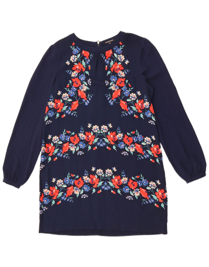 Rochie schimbătoare cu mânecă lungă pentru femei Warehouse UK 14 Medium Bleumarin Floral