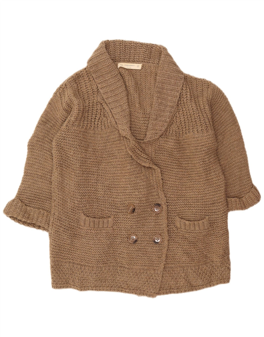 Pulover cardigan supradimensionat pentru femei Zara UK 14 maro mediu acrilic
