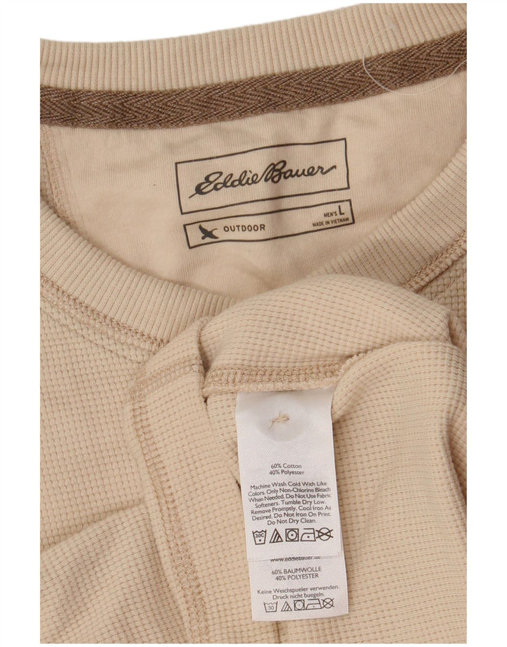 Eddie Bauer Top pentru bărbați cu mânecă lungă, mare, bej, bumbac