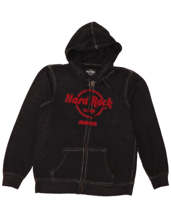 Hard Rock Cafe Mens Graphic Zip Hoodie Sweater Medium Black Cotton