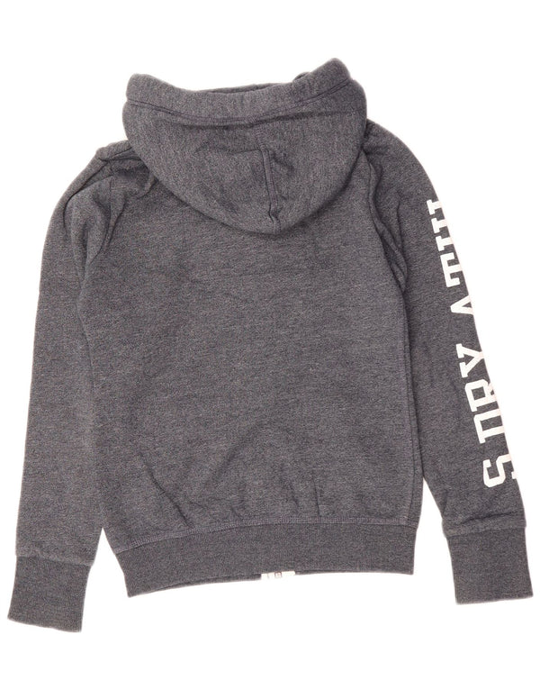 SUPERDRY Mens Track & Field Graphic Zip Hoodie Sweater XS Grey Cotton