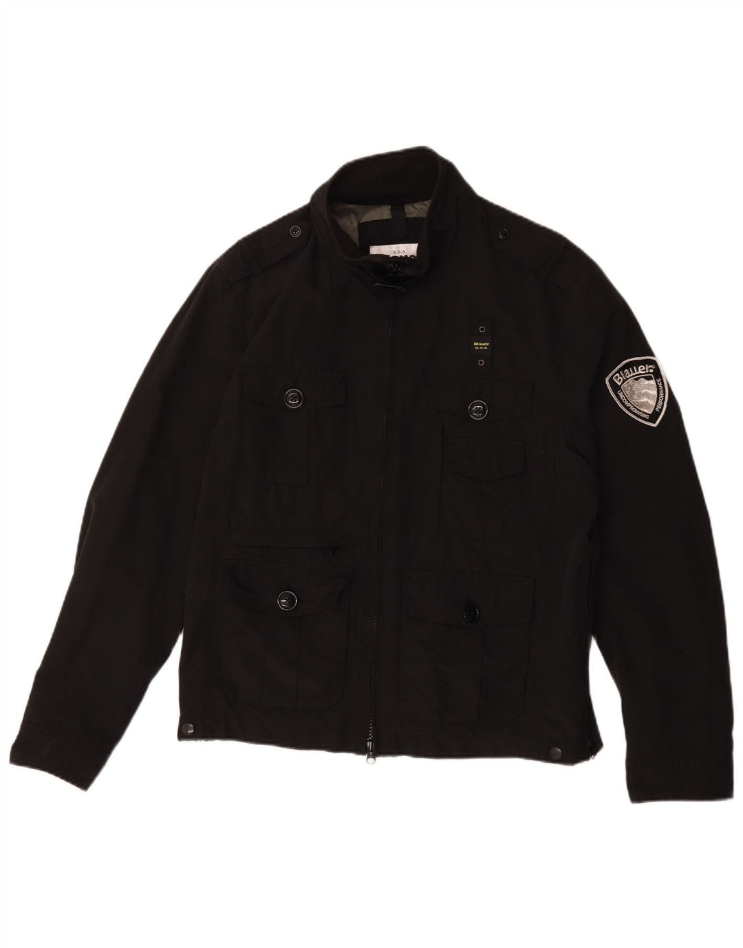 Jachetă militară Blauer pentru bărbați UK 42 XL, bumbac negru