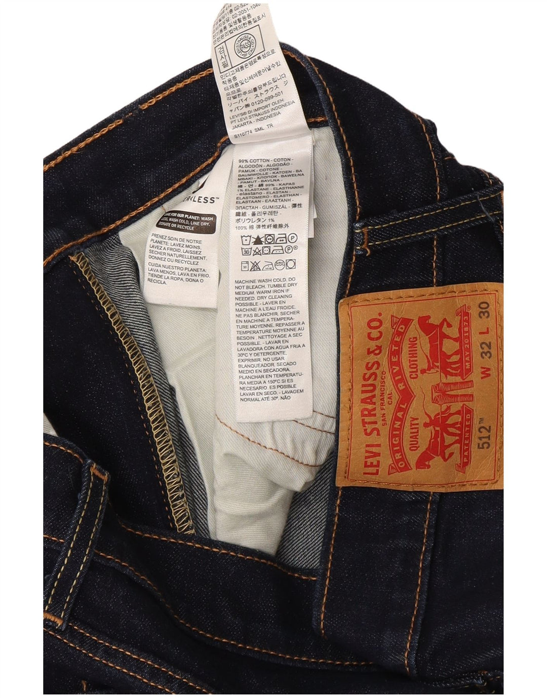 Levi's 512 Slim Tapered Jeans W32 L30 bumbac bleumarin pentru bărbați