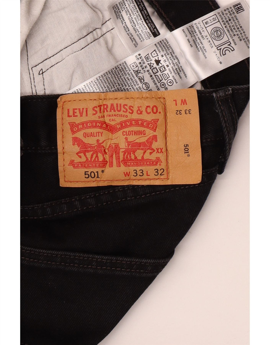 LEVI'S Blugi 501 drepti pentru bărbați W33 L32 bumbac negru
