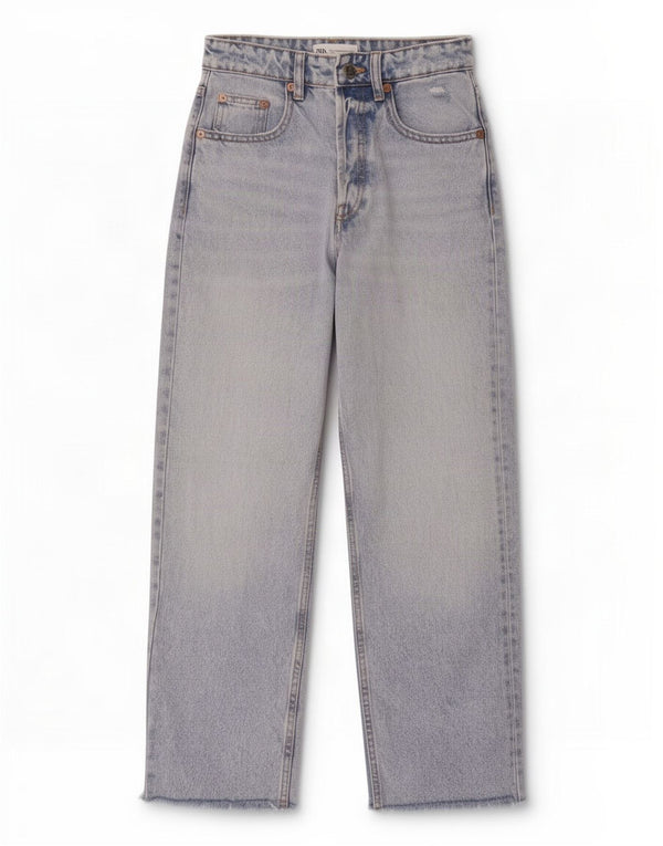Zara Womens Loose Fit High Waist Jeans EU 34 2XS W24 L26 Blue