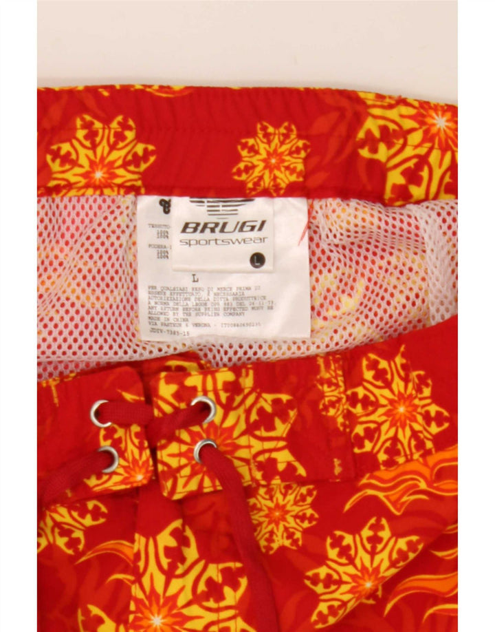 Pantaloni scurți de înot Brugi pentru bărbați cu model abstract, nailon mare roșu