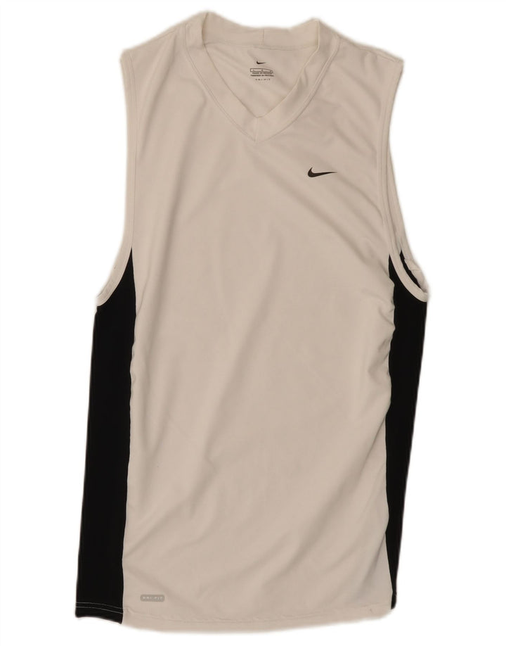 Vesta Nike Dri Fit pentru bărbați, mare, alb, din poliester