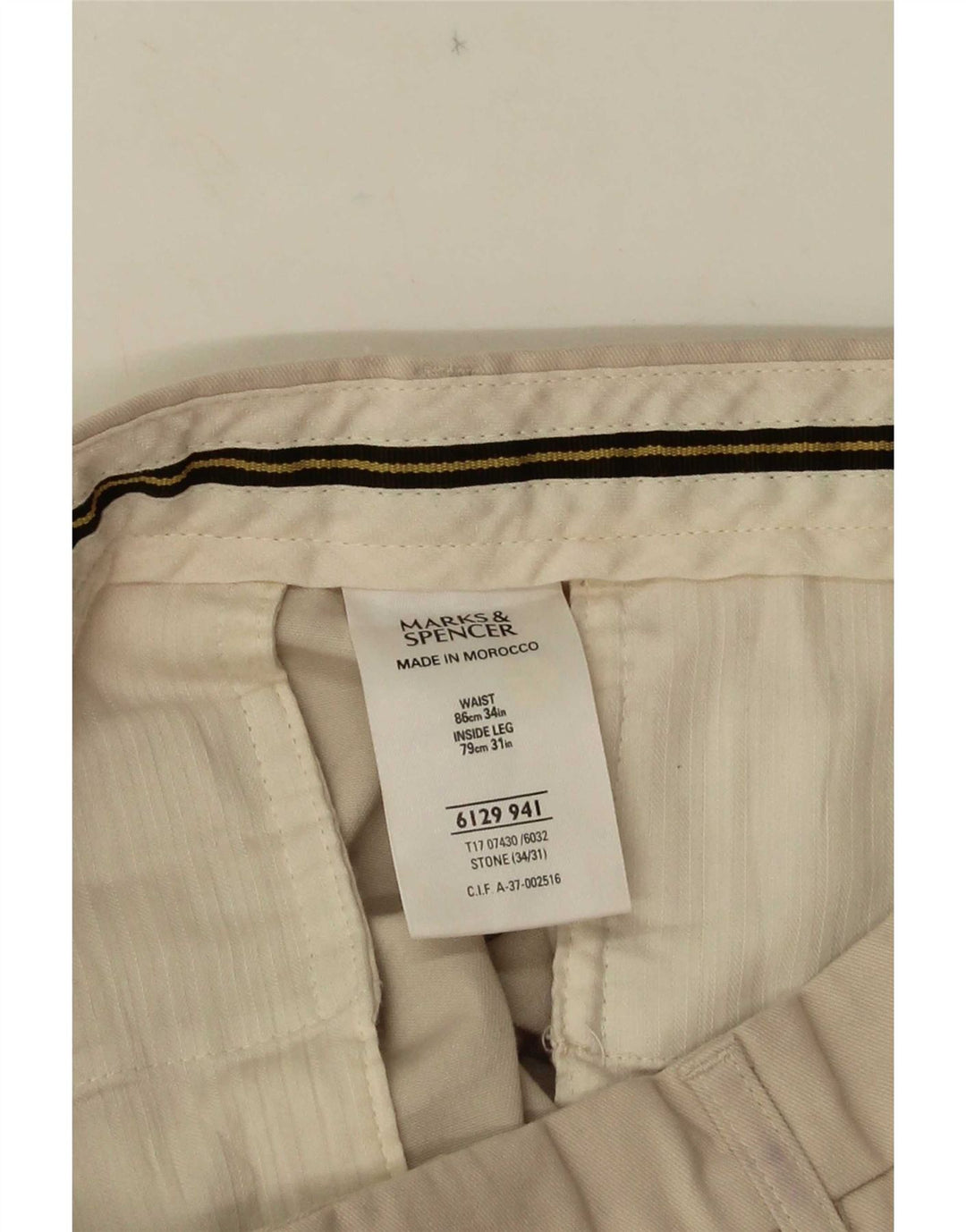 Pantaloni de costum pentru bărbați Marks & Spencer L34 L31, bej, bumbac