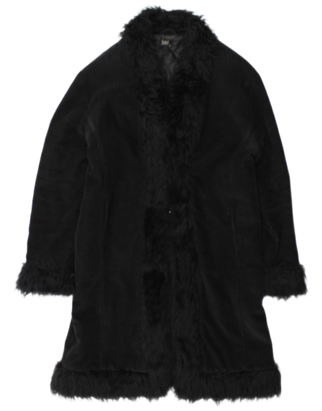 Pardesiu vintage pentru femei UK 18 XL bumbac negru