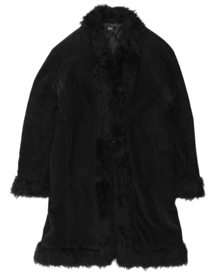 Pardesiu vintage pentru femei UK 18 XL bumbac negru