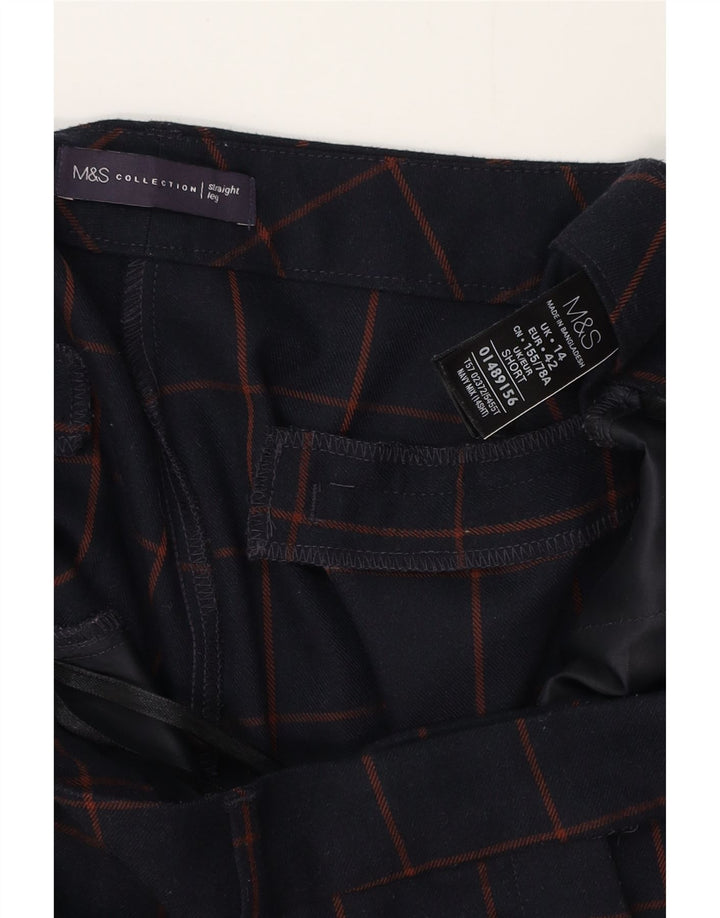 MARKS & SPENCER Pantaloni de costum pentru femei UK 14 Large W34 L28 Bleumarin Check