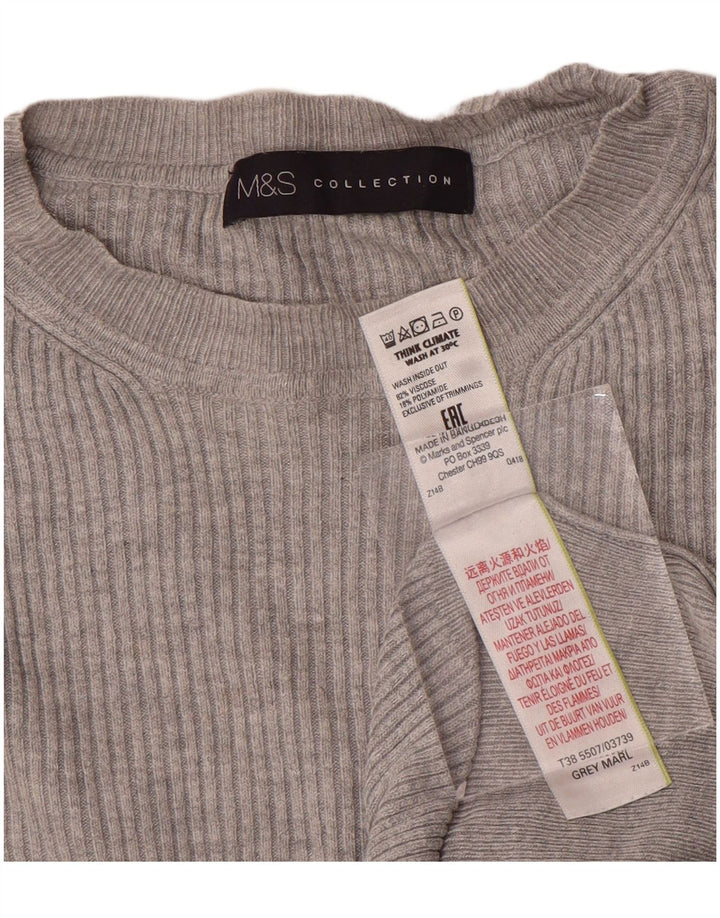 Pulover pentru femei Marks & Spencer cu decolteu rotund din viscoză gri mediu UK 12