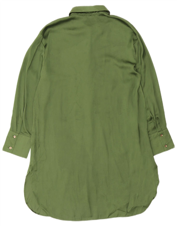 Rochie cămașă pentru femei Zara UK 14 Poliester verde mediu