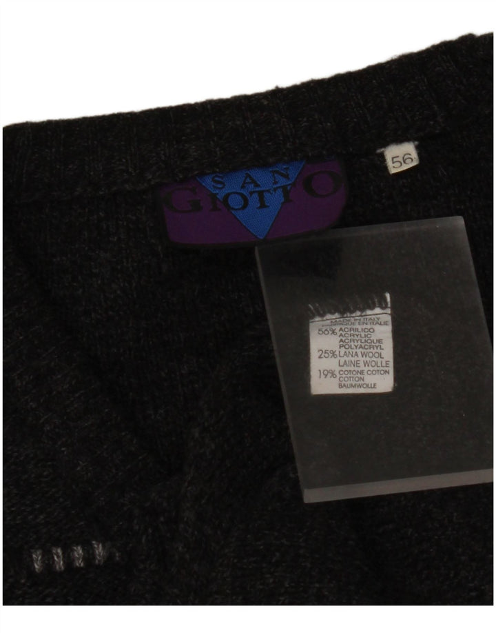 Pulover VINTAGE pentru bărbați cu decolteu în V IT 56 XL gri acrilic