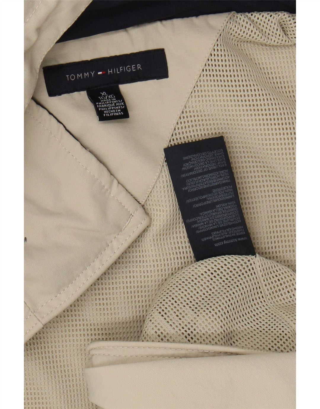 Jachetă bomber cu glugă pentru bărbați Tommy Hilfiger UK 42 XL, nailon bej