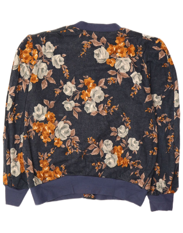 Pulover vintage cardigan supradimensionat pentru femei IT 50 XL bleumarin Floral acrilic