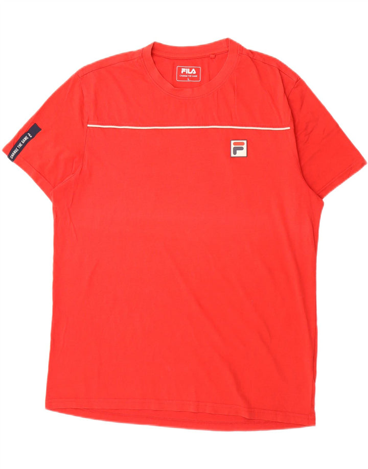 FILA Mens Graphic T-Shirt Top Large Red Cotton Vintage Fila and Second-Hand Fila from Messina Hembry 
