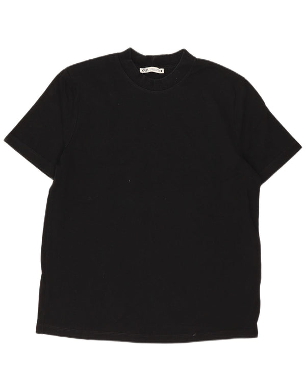 Top tricou ZARA pentru femei UK 10 Small Black Bumbac