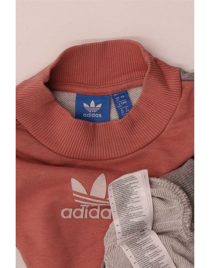 Pulover adidas pentru femei UK 12, bumbac color bloc, gri mediu