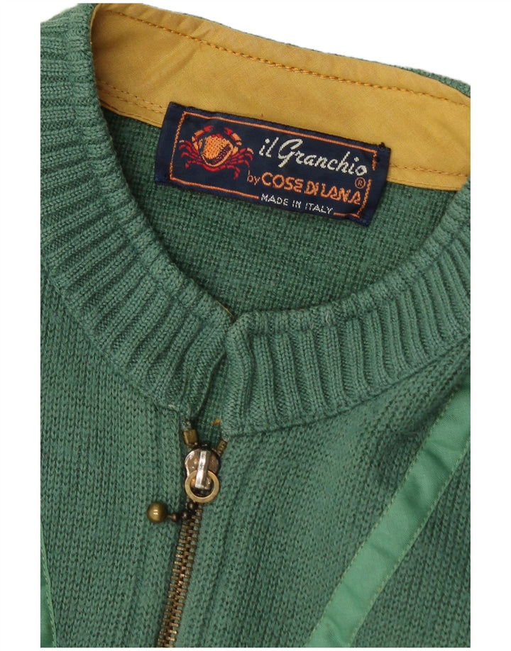 Pulover cardigan cu fermoar complet pentru bărbați Il Granchio, verde mediu