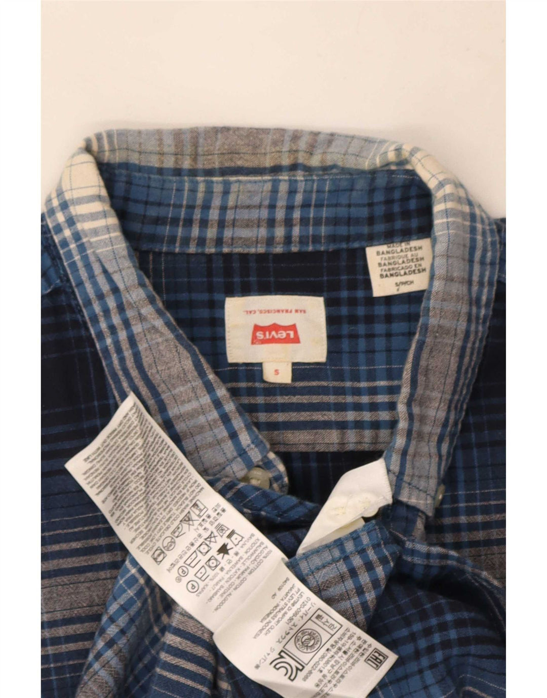 Cămașă cu mânecă scurtă Levi's pentru bărbați, bumbac cu carouri albastre mici