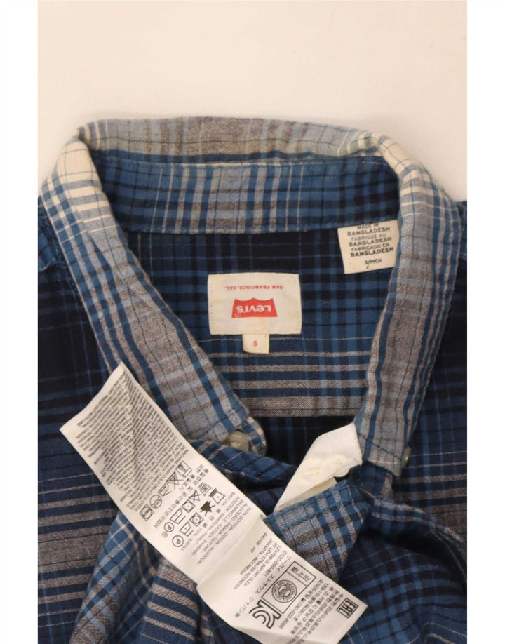 Cămașă cu mânecă scurtă Levi's pentru bărbați, bumbac cu carouri albastre mici
