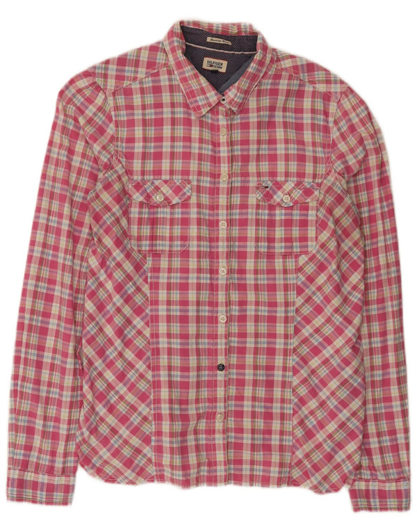 Cămașă Tommy Hilfiger pentru femei UK 18 XL, bumbac cu carouri roz