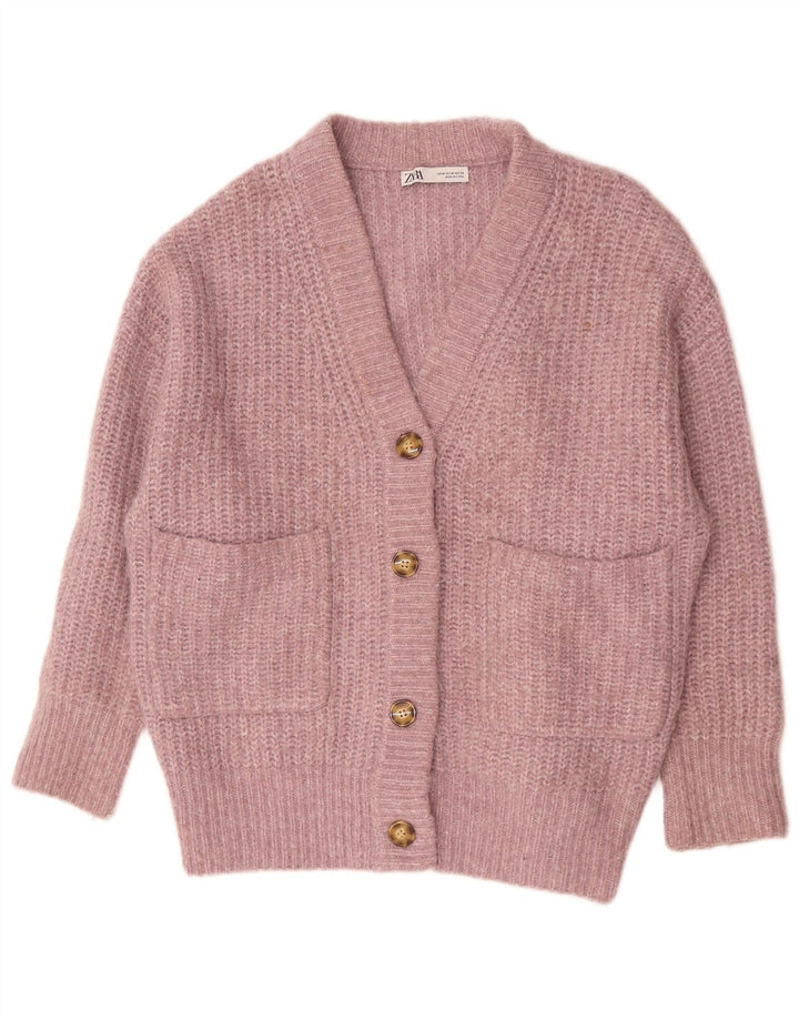 Pulover cardigan supradimensionat pentru femei Zara UK 14 Poliester roz mediu
