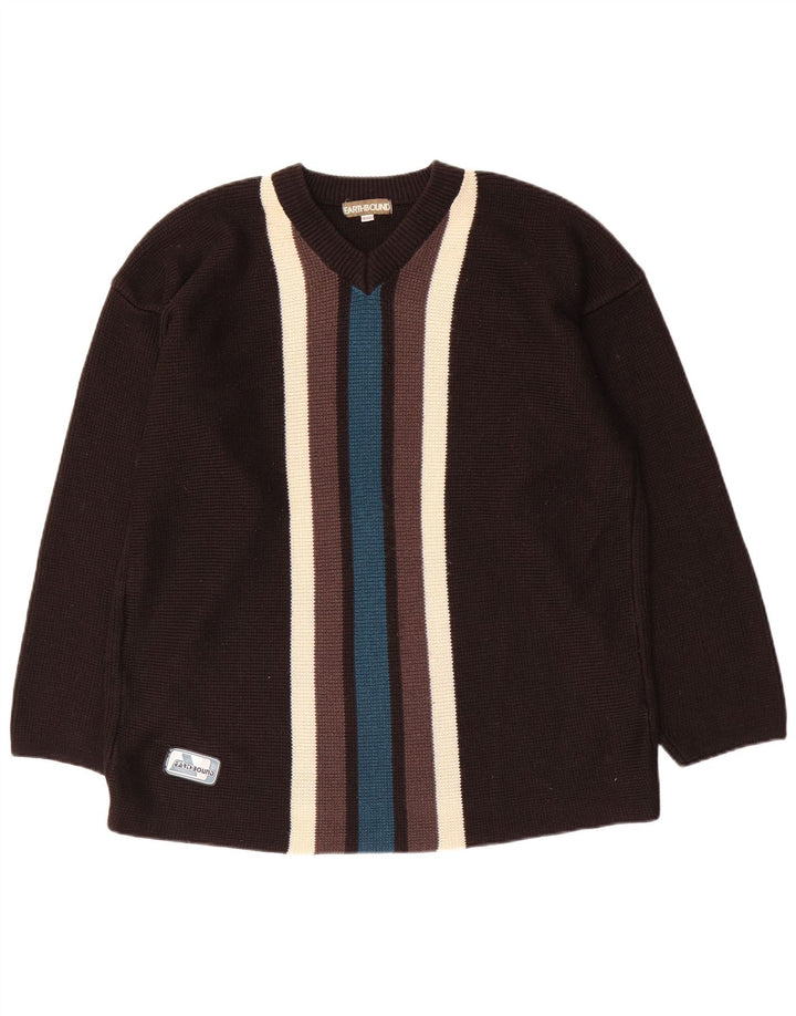 Pulover cu decolteu în V Earthbound pentru bărbați, 2XL, negru, bloc de culoare
