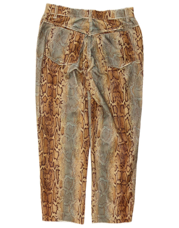 Carla Carini Pantaloni tăiați pentru femei UK 14 Large W32 L27 Brown Animal Print